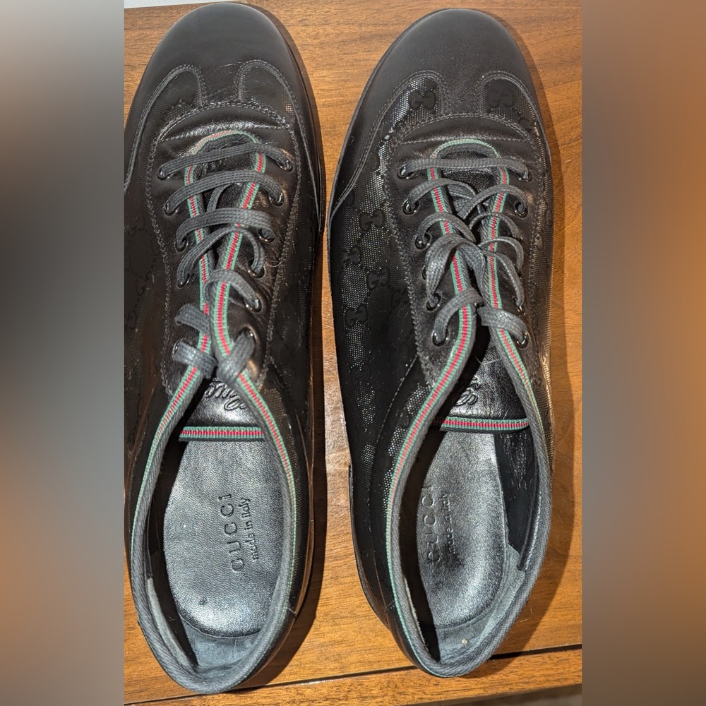 GUCCI Black GG Imprime Leather Monogram Low